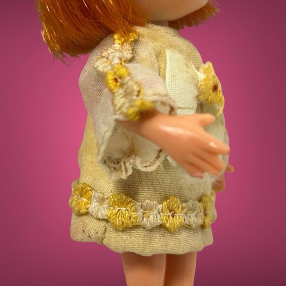 Vintage 1967 Hasbro 4” Dolly Darling Honey #8533 With Dress And Headband - Picture 13 of 16